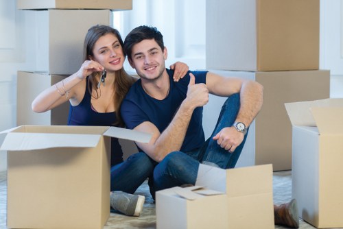 Organized house clearance team at work