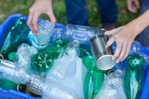 Sorted items for donation and recycling during clearance